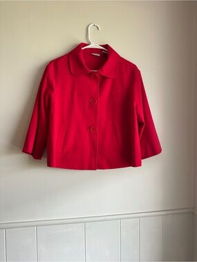 Girls' Red Short Dressy Jacket with Covered Buttons